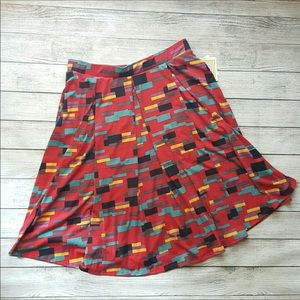 LuLaRoe Madison Pleated Skirt Geometric Print with Pockets Size 2XL